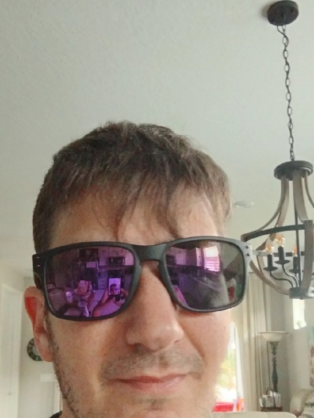 Oakley Black Frame Holbrook Sunglasses with Purple Mirror Lenses